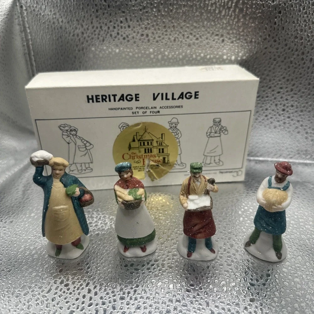 Department 56 Shopkeepers 1987 Set of 4 Accessories Heritage‎ Village #5966-8